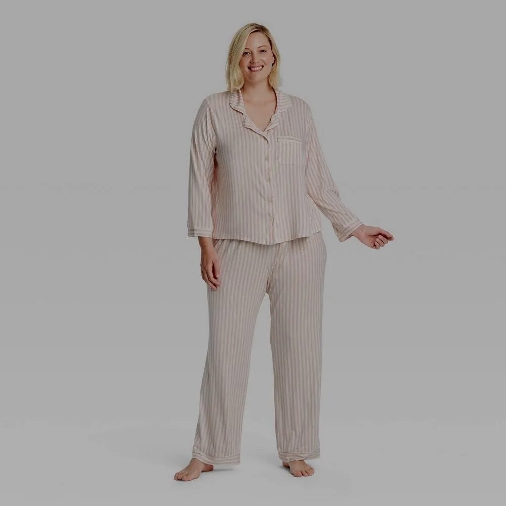 Striped Pink and Cream Pajama Set sz 1xl